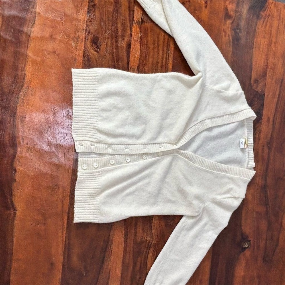 J Crew 100%‎ Cashmere Knit Cardigan Cream Button Front Women's Size S